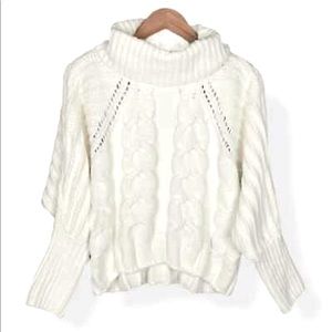 Moon & Madison chunky white turtleneck sweater.